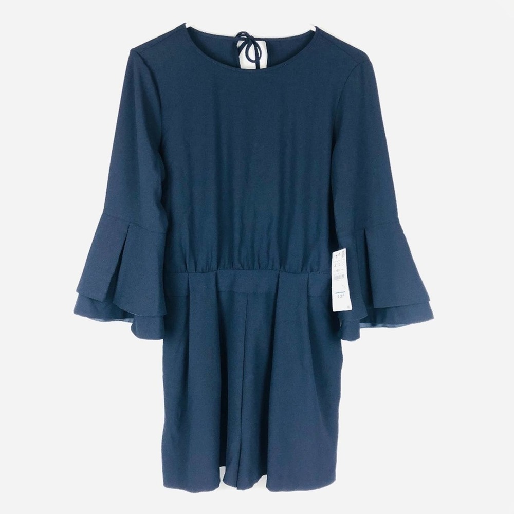 NWT Zara Navy Blue Bell Sleeve Short Romper S